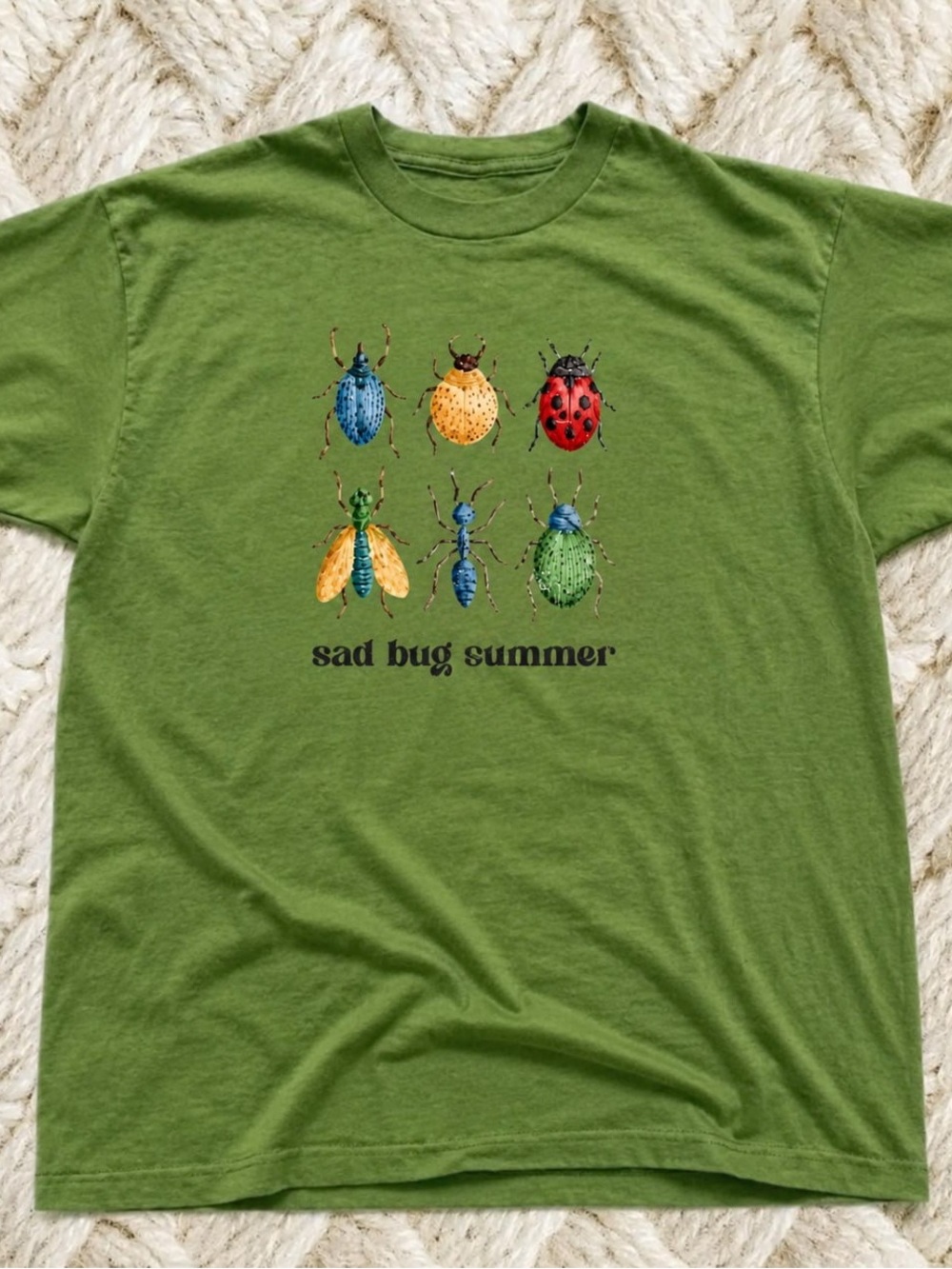 Gildan Olive Green 'Sad Bug Summer' Graphic Tee